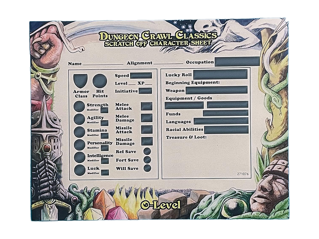 DCC RPG 0-Level Scratch Off Character Sheets