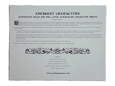 DCC RPG 0-Level Scratch Off Character Sheets